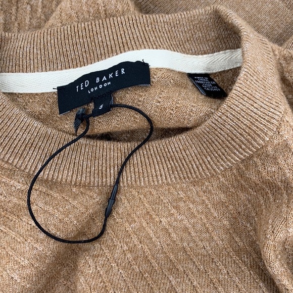 Ted Baker London Knares textured sweater tan camel crewneck men new XL 5 - Picture 5 of 5